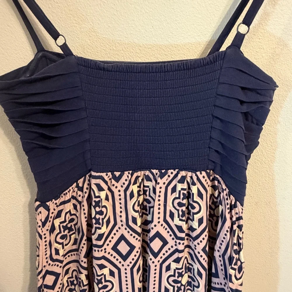 Anthropologie Lilka Navy and Cream Geometric Strap Maxi Dress - Picture 9 of 11